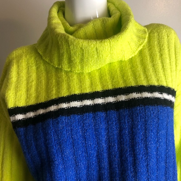 Express Colorful Mixed Stripes Turtleneck Sweater - Picture 3 of 8